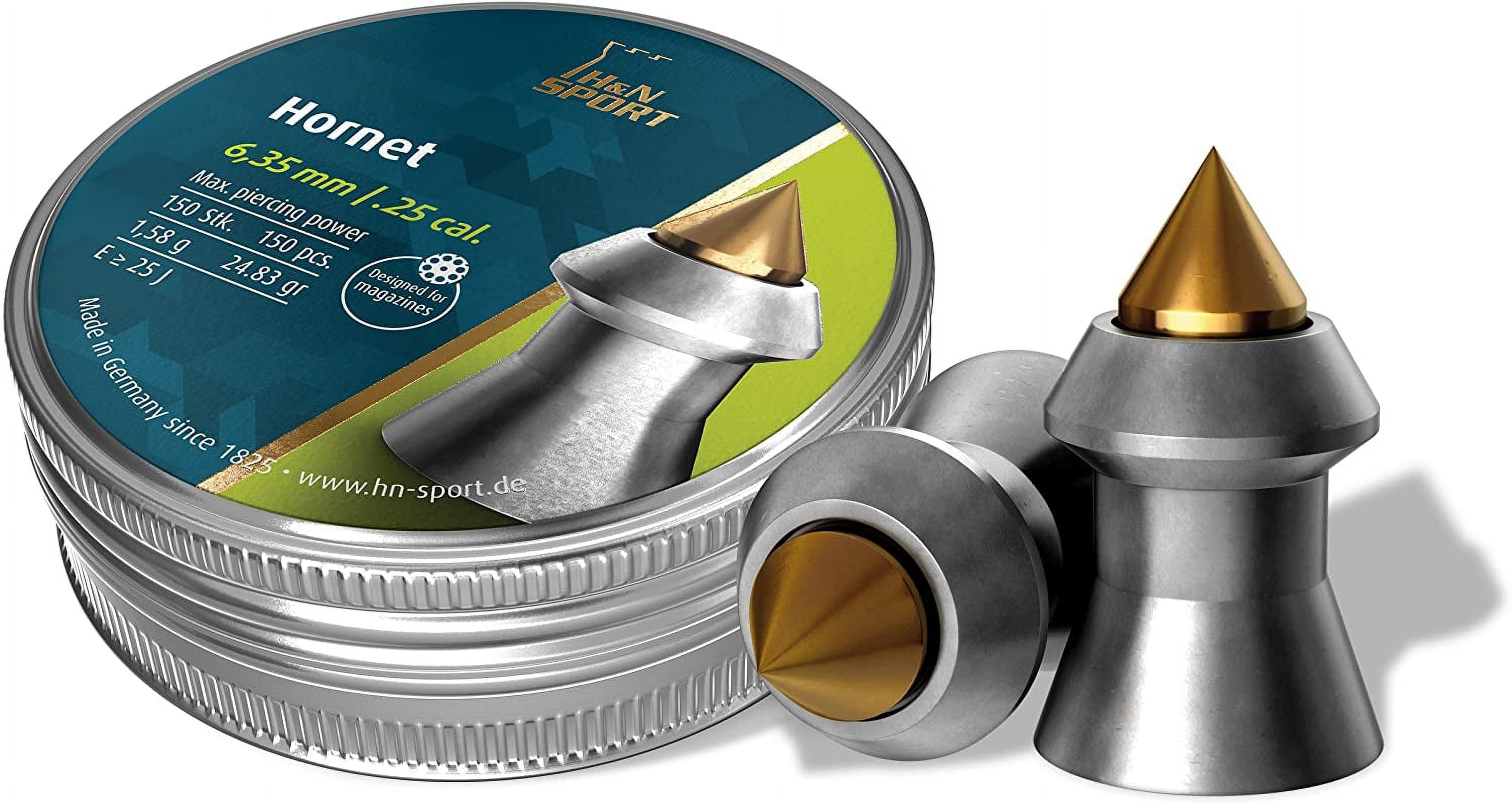 H&N Sport 92426350003 H&N Hornet Pointed Airgun Pellets .25 Cal, Gray