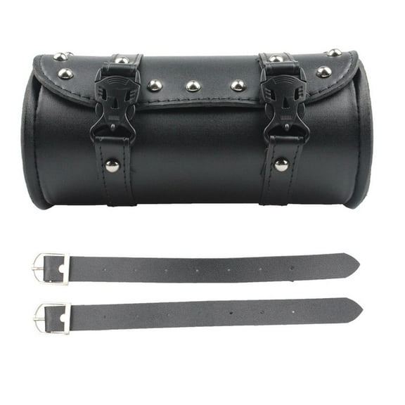Motorcycle Handlebar Bag, PU Leather Roll Black Saddlebags Storage Tool Pouch for Motorcycle, Motorbike, ,Spare Parts