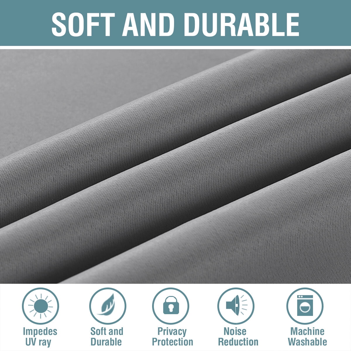 H,VERSAILTEX Blackout Small Window Curtains Energy Saving Solid Grommet Room Darkening Curtain Panel for Nursery (Dove Grey, 52" x 45", One Panel)