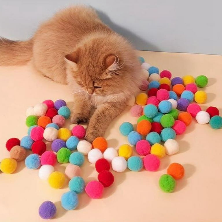 Cat Toy Ball Launcher, 30 Cat Pom Pom Balls And Cat Toy Launcher