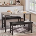 thumbnail image 2 of 3 - piece dining mesa set para 4 con 2 forrado benches: space - saving dining room set para breakfast nook y small spaces in gris, 2 of 8