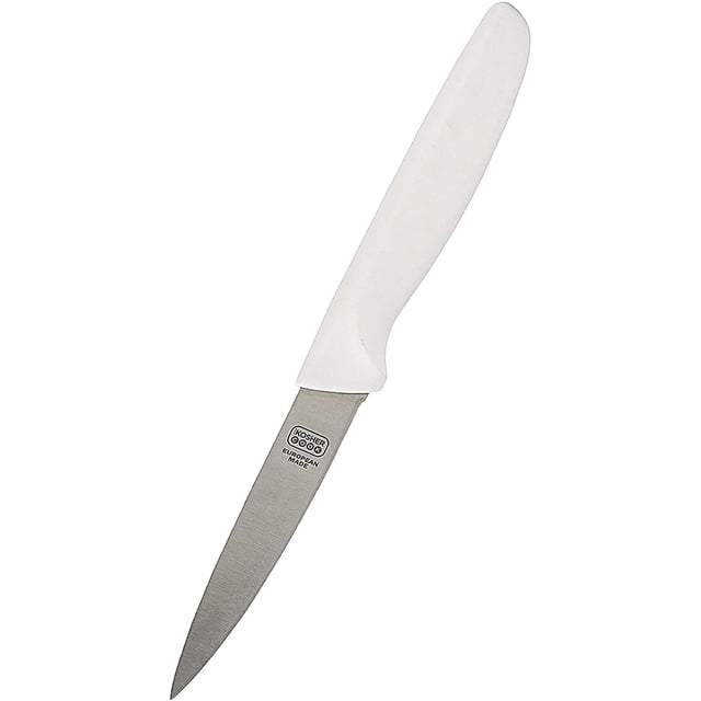 White Kitchen Knife - 4\u201d Steak and Vegetable Knife - Razor Sharp Pointed Tip, Straight Edge - Color Coded Kitchen Tools by The Kosher Cook
