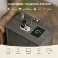 thumbnail image 5 of Bestier Farmhouse Nightstand with 3 Drawers, Wood Bedside Table Night Stand with Charging Station, Sofa Side End Table for Bedroom, Living Room, Gray, 5 of 12