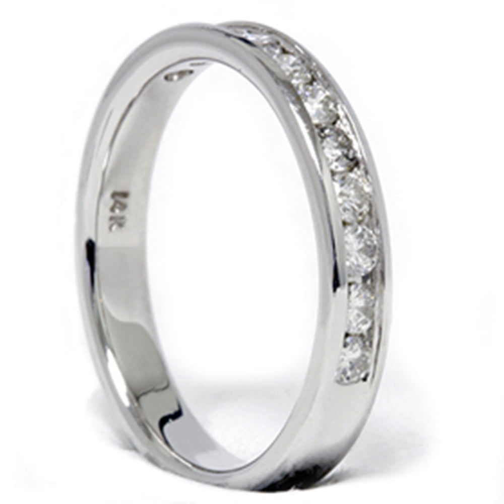 Pompeii 1/2ct 14K White Gold Diamond Wedding Guard Ring Band (G/H,I1)