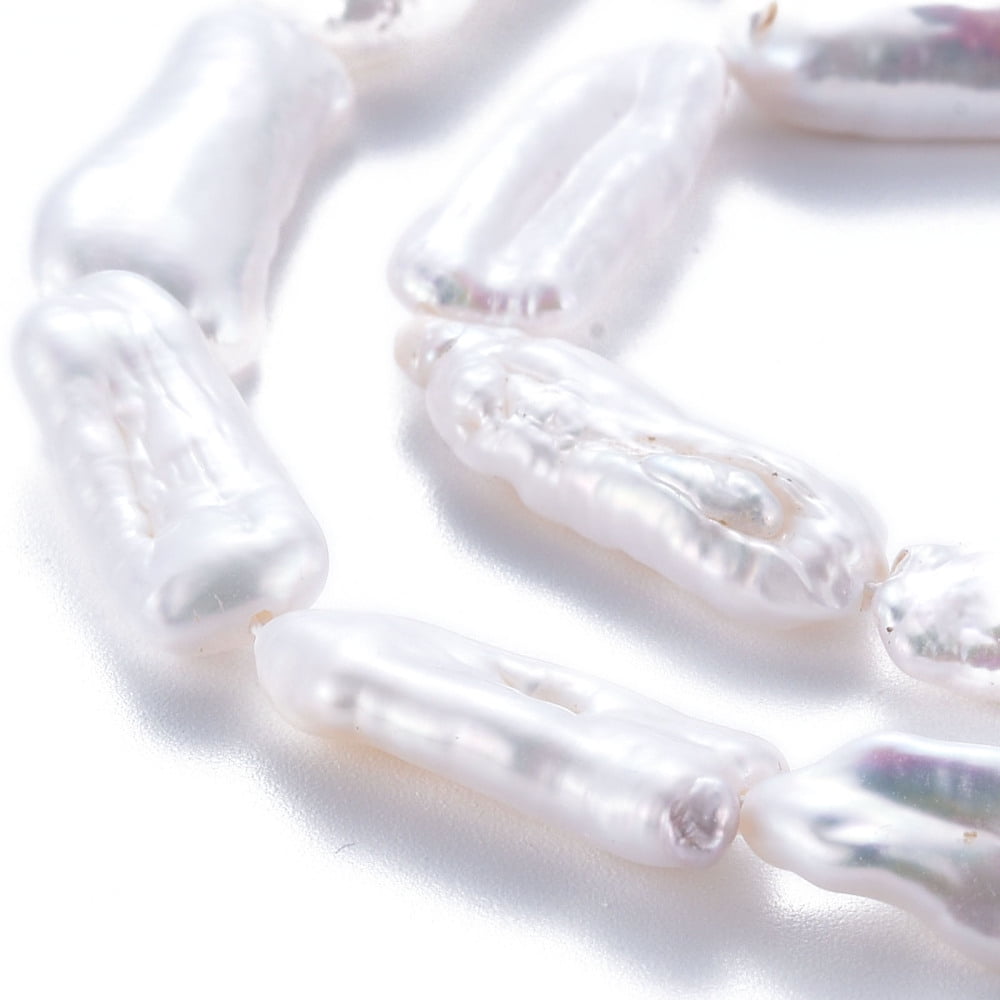 Natural Keshi Pearl Beads Strands Cultured Freshwater Pearl Nuggets Seashell Color 15~34x6~12x4~7mm Hole: 0.6mm about 14~20pcs/strand 14.96 inch(38cm)
