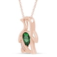 thumbnail image 2 of AFFY Pear Simlated Emerald & Cubic Zirconia Penguin Pendant Necklace 14K Rose Gold Over Sterling Silver, 2 of 7