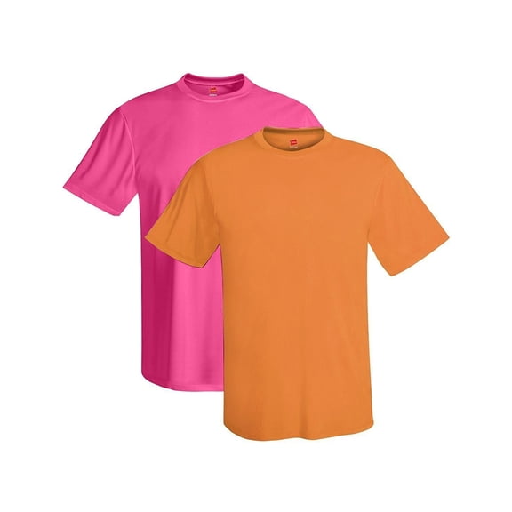 Hanes 4 oz NANO-T Cool Dri T-Shirt (Pack of 2) (1 Wow Pink / 1 Safety Orange)