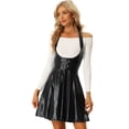 thumbnail image 1 of Falda de Color Metálico Allegra K Cintura Alta Negro M, 1 of 6