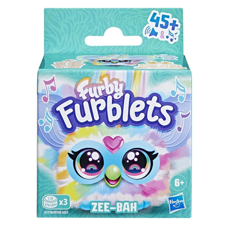 Furby, Electronic Plush Toy, Zee-Bah Mini Zebra, Backpack Clip