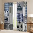 thumbnail image 2 of Homewish Rustic Western Farmhouse Black Out Curtains,Retro Windmill Curtains Pack of 2 (42x63 Each),Gray Blue Checkered Bedroom Curtains For Boys Teens,Ultra Soft Home Decor, 2 of 6