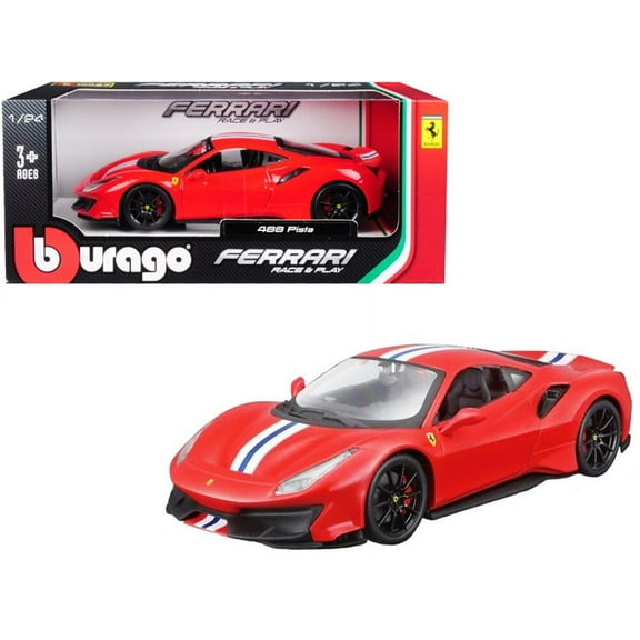 Ferrari 488 Pista, Red - Bburago 18-26026RD - 1/24 scale Diecast Model Toy Car