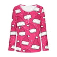 thumbnail image 5 of Long Sleeve Shirts for Women Christmas Print Pleated Henley Neck Long Sleeve Tunic Blouses Loose Fit Casual Tops Festive Pullover, 5 of 5