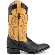 FERRINI Men's Nash Ostrich Leg R-Toe Black Boots, Size: 11.5 (1141104115D)