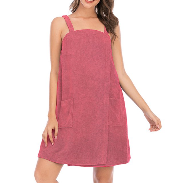 Vestido de toalla para baño/ducha para mujer con cierre de correas, envolturas corporales ligeras hasta la rodilla