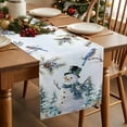 thumbnail image 2 of Christmas Snowman Cotton Linen Table Runner Pine Leaf Forest Birds Berries Blue Snow Dining Table Runners for Home Decor Party Dining Room Restaurant Kitchen Party 13" x 90", 2 of 9