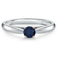 thumbnail image 3 of Gem Stone King 10K Two Tone Gold Blue Sapphire Engagement Ring for Women | 0.35 Cttw | Round 4MM | Gemstone September Birthstone | Size 7, 3 of 6