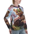 thumbnail image 6 of Fotbe Romantic Floral Bear Pattern Womens Long Sleeve Hoodie, Pullover Hooded Sweatshirt, Kangaroo Pocket Hoodie with Eye-catching Drawstrings-Small, 6 of 7
