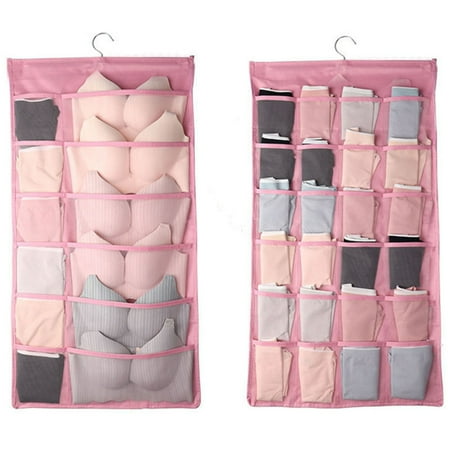 

Closet Hanging Organizer Dual Sided Wardrobe Storage Bags Organize Accessories For Bra Underwear Underpants Socks Pink B