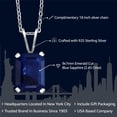 thumbnail image 2 of Gem Stone King 925 Sterling Silver Blue Sapphire Pendant Necklace for Women (2.45 Cttw, Gemstone Birthstone, Emerald Cut 9X7MM, With 18 inch Silver Chain), 2 of 4