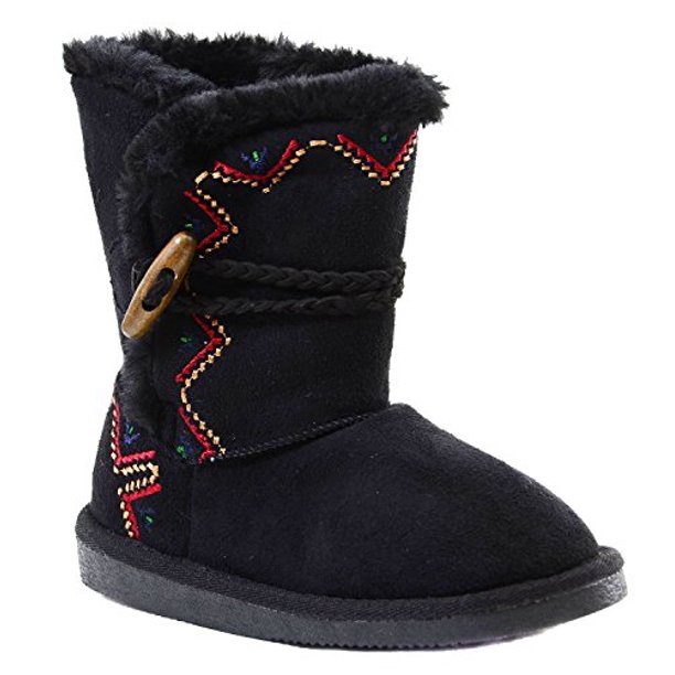 Tribal Zig Zag Shearling Vegan Fur Suede Girls Black Boots Kids B Black 12 M Us Little Kid Walmart Com