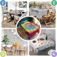 thumbnail image 5 of Colorful Tie Dye Mandala Pattern Rectangle Tablecloth 60"x102",Waterproof Polyester Rectangle Table Cloth, Wipeable Spillproof Polyester Tablecloth for Dining, Camping, Indoor and Outdoor, 5 of 6