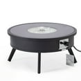 thumbnail image 6 of LeisureMod WBL-29-GL 20 x 29 x 29 in. Walbrooke Outdoor Patio Aluminum Round Fire Pit Side Table with Lid & Fire Glass, Black, 6 of 14