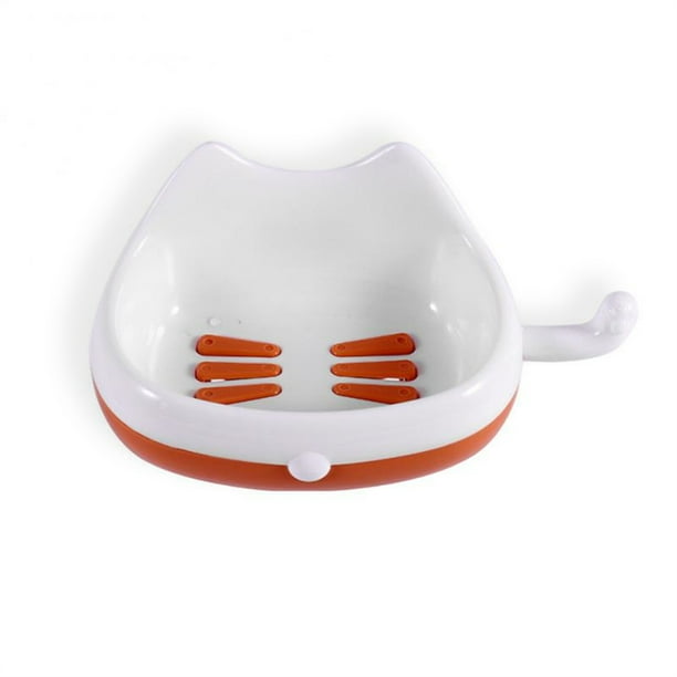 PP Animal Forma Caja Doble Capa Doble Funda Lavable Drenaje Lavable Almacenamiento Interior Bandeja Accesorios con gancho de cola naranja blanco AweSitey HA011952-02