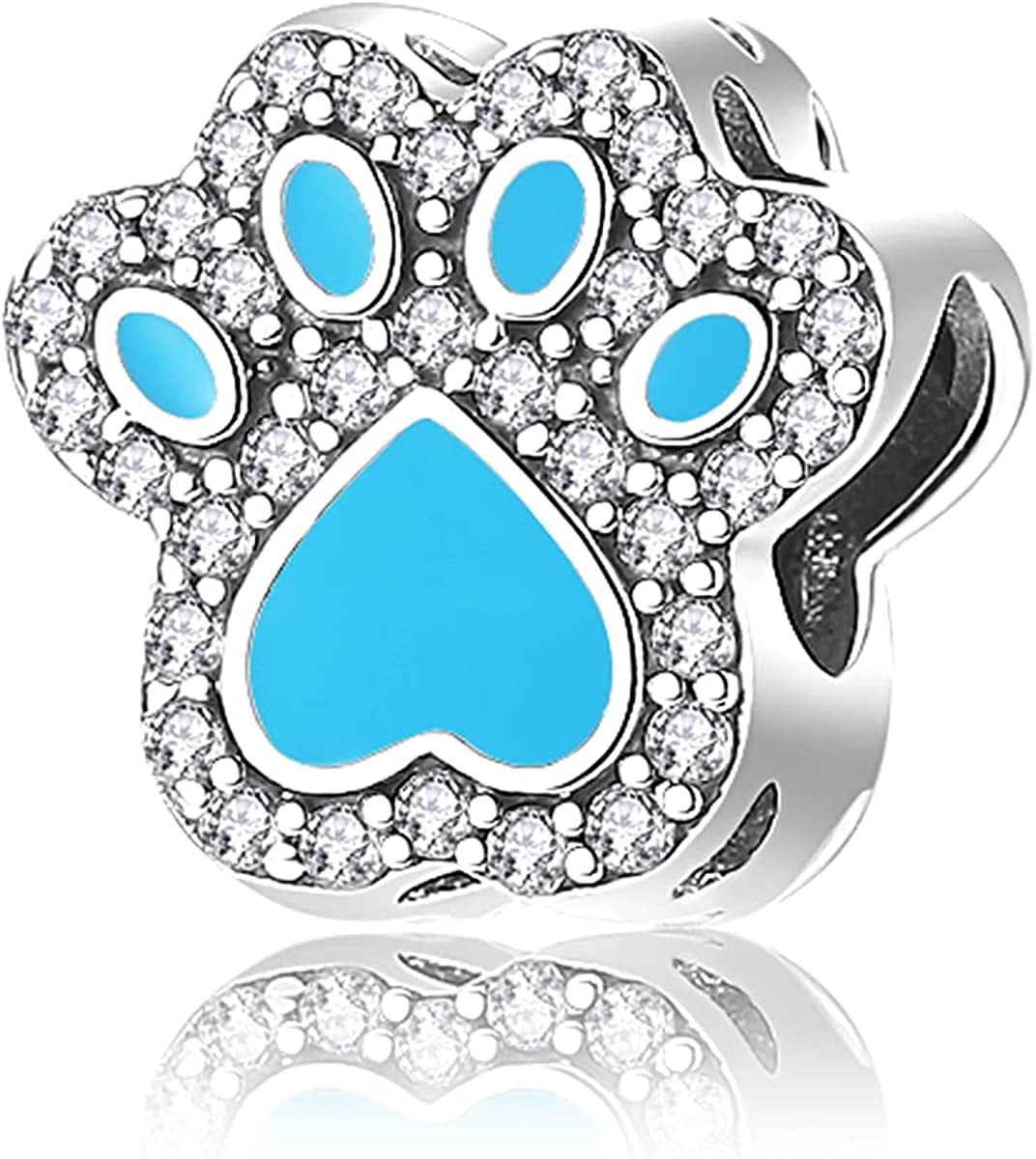 Dog Paw Print 925 Sterling Silver Bead Fits European Brand Charms 