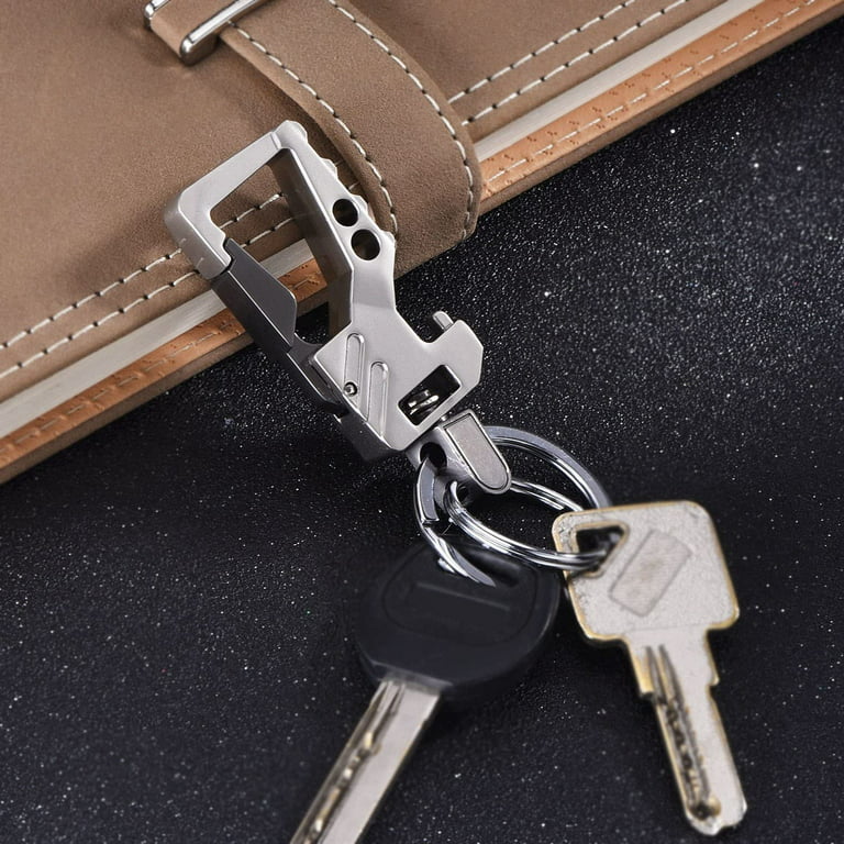 Pamolon Men's Keychains Keyrings, 2 Pack Belt Key Clip Holder for Men, Zinc Alloy Quick Release Keychain Clip Key Ring, Size: Large, Silver