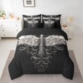 thumbnail image 2 of Feelyou Vintage Angel Wings Twin Bedding Sets 7-Piece, Black White Bedding Comforter Set, Bohemian Gothic Style Reversible Sheet Sets, Breathable Home Decor, 2 of 7