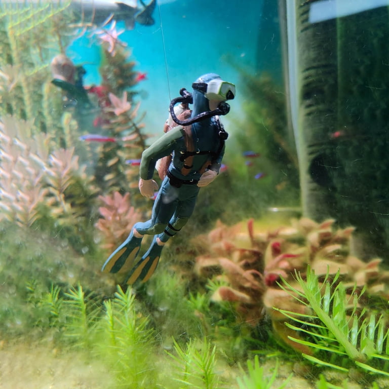 fish tank scuba diver accessories Philbinden 4 Pack Floating DecorationsCute Little Aquarium Decoration Cartoon Fish Playmate with Floating Device Fish Tank : Pet Supplies The Diver Statue Decor is made of ABS material onesimcr Floating Fish Tank Decorations,