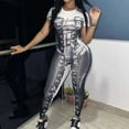 thumbnail image 1 of MKLEKYY Jeans pour Femmes, Vêtements Européens et 2024, Mode Tendance, Combinaison Moulante Imprimée 3D, Col Rond, Manches Courtes, Liquidation, 1 of 5