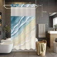 thumbnail image 3 of Abstracts Sandy Beach No Hook Shower Curtain with Snap in Liner Grey Blue Beige Gradient Ocean Wave Waterproof Bathroom Shower Curtain with See Through Top Window for Bathtub 54" x 78", 3 of 9