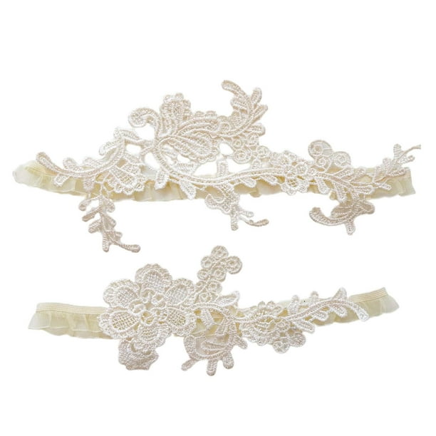 Sither White Lace Garters Set for Wedding Bride Garters Bridal Leg Band  Large Flower Pearls Belt Garters for Women Gift Wedding Party Accessories