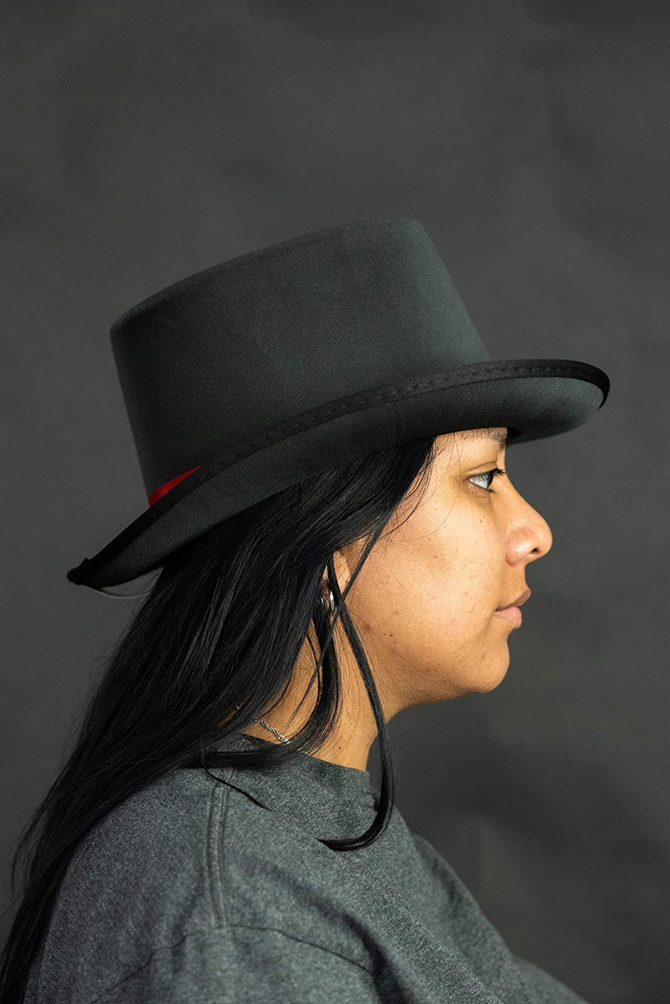 Black Top Hat with Red Band Caroler 