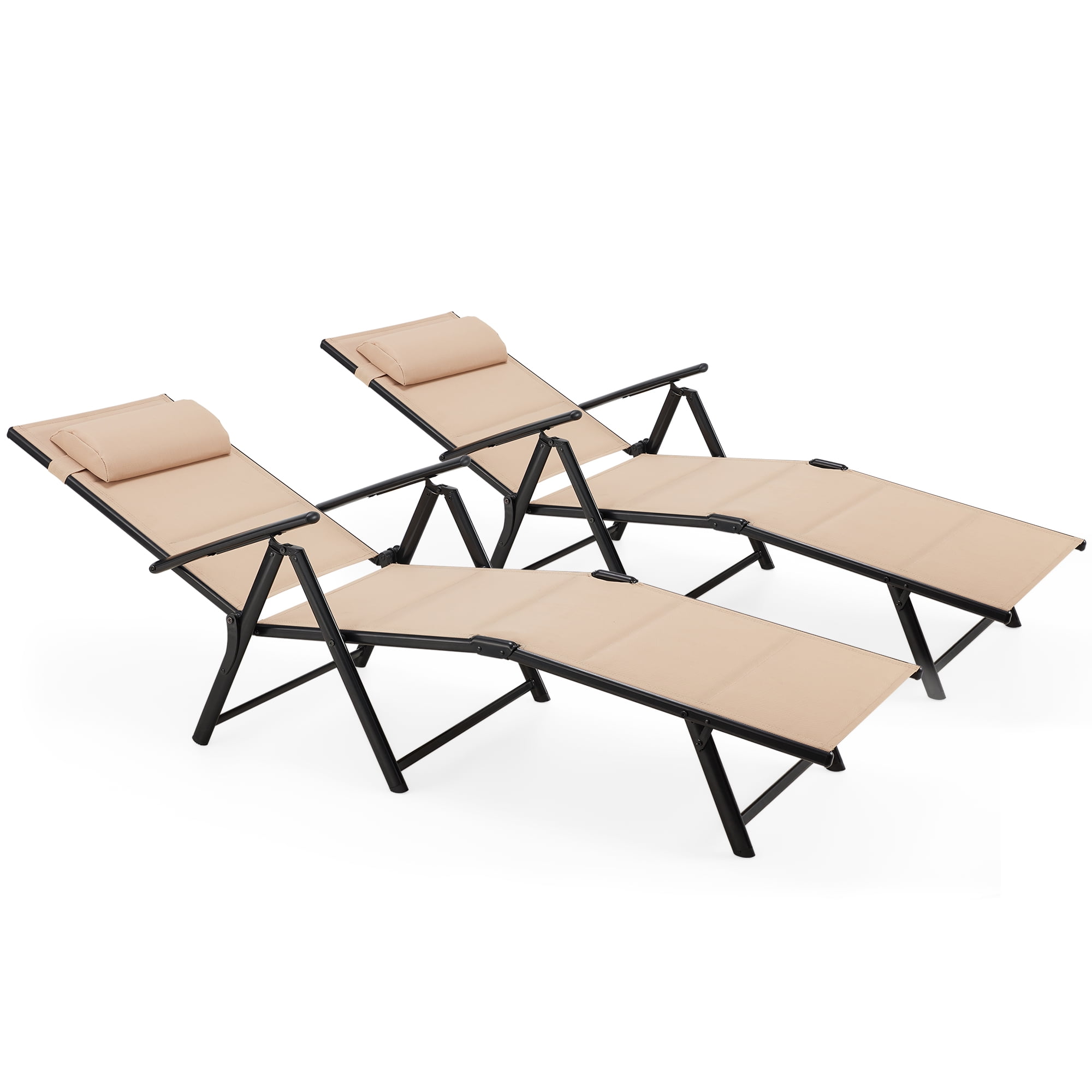 HOMREST Lounge Chair Set of 2,Reclining Lightweight Chaise Lounge