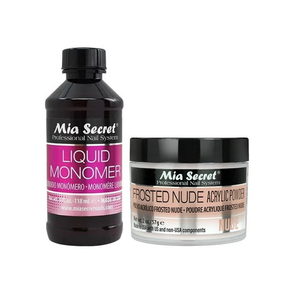 Mia Secret - Liquid Monomer 4 oz & Acrylic Powder - Frosted Nude 2 oz - Combo