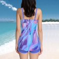 thumbnail image 4 of Fadeal Bathing Suit for Women Women Plus Size Tankini Swimsuits Two Piece Color Block Cutout Flowy Tummy Bathing Suits with Shorts Tankini Swimsuits for Women Purple L, 4 of 4