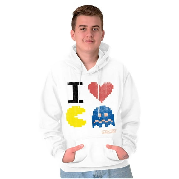 Pixelized Retro Game I Heart PACMAN Unisex Plus Size Hoodie Brisco Brands 2X