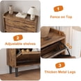 thumbnail image 7 of Shoe Cabinet with 2 Flip Drawers, Hidden Wood Shoe Cabinet,Freestanding Shoe Storage Cabinet with Adjustable Shelf, for Front Door Entrance, Living Room, Hallway, Bedroom, 7 of 7