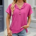 thumbnail image 2 of Valentine's Day Savings Clearance 2024! TAGOLD Summer Tops for Womens, Women's V- Neck Hollow Out Recreational Short Sleeve Tops Blouse, 2 of 4