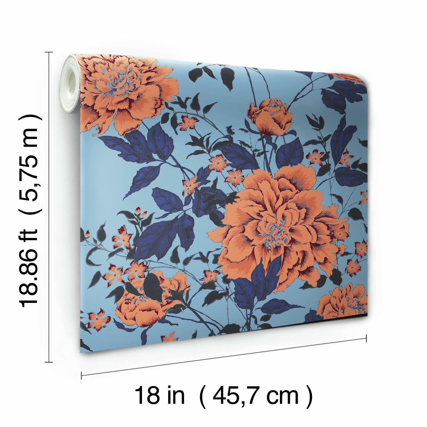 Vintage Floral Orange Peel & Stick Wallpaper by Drew Barrymroe Flower Home