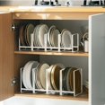 thumbnail image 3 of MINGFANITY 2 soportes para platos organizador de metal para almacenamiento de platos, estante de exhibición para gabinete, mostrador y armario, blanco pequeño y grande, 3 of 5