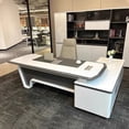 thumbnail image 3 of Reception Computer Desk Table Corner Executive Luxury Drawers Office Desk Conference Modern Mesa Escritorio Office Furniture My Lux Decor Round, 3 of 10