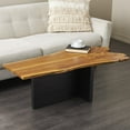 thumbnail image 2 of DecMode 48" x 18" Brown Teak Wood Handmade Coffee Table with Brown Live Edge Tabletop, 1-Piece, 2 of 9
