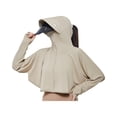 thumbnail image 4 of Women's Ice Silk UV Sun Protection Hoodie Hole Zip Up Jacket With Detachable And Rotatable Lens Thin Breathable Loose Fit Cycling Sun Clothing Wrinkle Resistant Windproof Skin Friendly Coat, 4 of 4