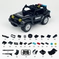 thumbnail image 6 of Soapjuice Jeep & Black Policeman Team Mini Figures Set - Bomb Squad Shield Building Blocks Toy for Kids, 6 of 17