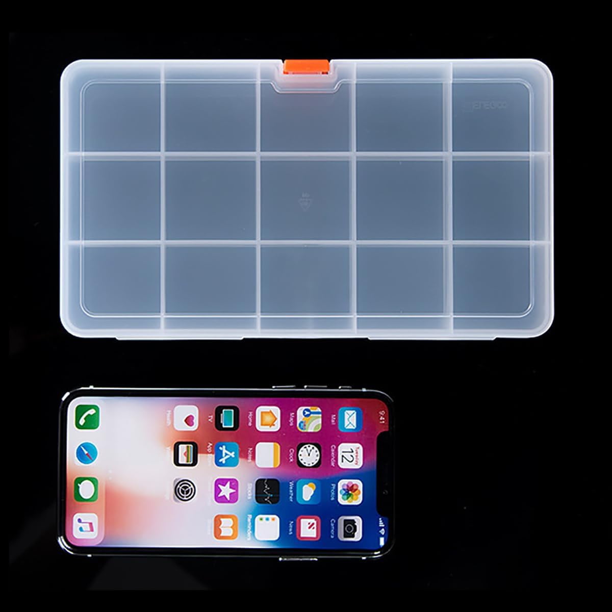 ABCISI 2 PCS Transparent Beads Storage Containers Box, Plastic Bead Organizers for Small Items and Other Craft Projects, Bead Rings Jewelry Display Organizer, Size 7.91 x 4.37 x 0.71 in (15 Girds)