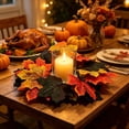 thumbnail image 6 of Dongrere Fall Candle Ring Wreath, Artificial Maple Leaf Candle Ring, Autumn Candle Holder for Thanksgiving Dining Table Mantel Decor, 3 Inch, D, 6 of 6