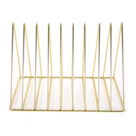 Estantería de escritorio triangular de hierro multifuncional, soporte para estante para libros y revistas, color dorado